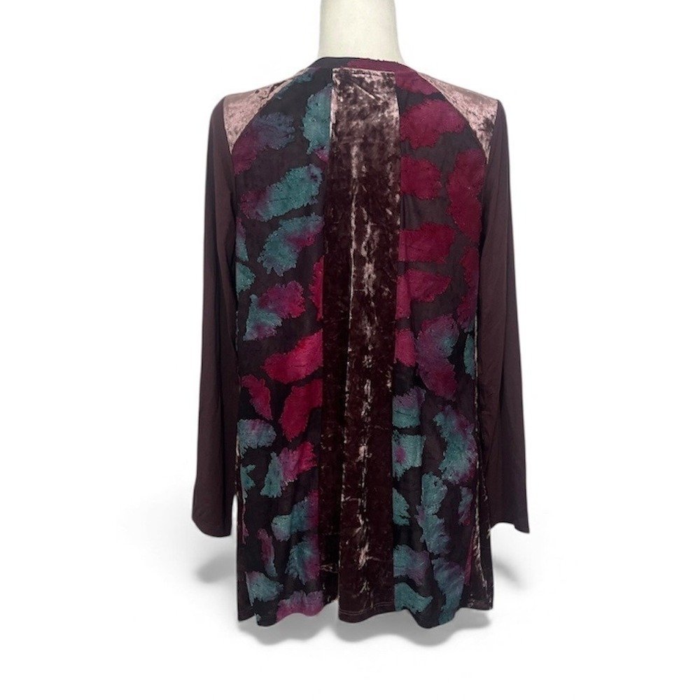 Y2K Velvet Tunic Top Small Long Sleeve LOGO Lori Goldstein Dark Romantic Artsy - Picture 2 of 7